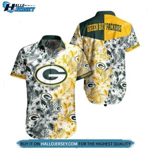 Green Bay Packers Beach Shirts Graphic Floral Pattern Hawaiian Shirt