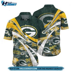 Green Bay Packers Floral Pattern Graphic Hawaiian Shirt