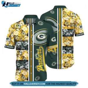 Green Bay Packers Graphic Tropical Pattern Hawaiian Shirt