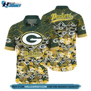 Green Bay Packers Graphic Tropical Pattern Hawaiian Shirt