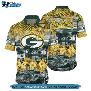 Green Bay Packers Style Tropical Pattern Summer Hawaiian Shirt