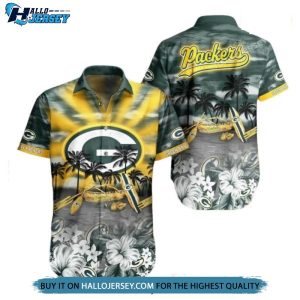 Green Bay Packers Tropical Pattern Summer Hawaiian Shirt