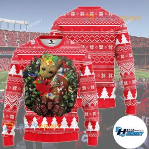 Kansas City Chiefs Groot Hug Christmas NFL Ugly Sweater 1