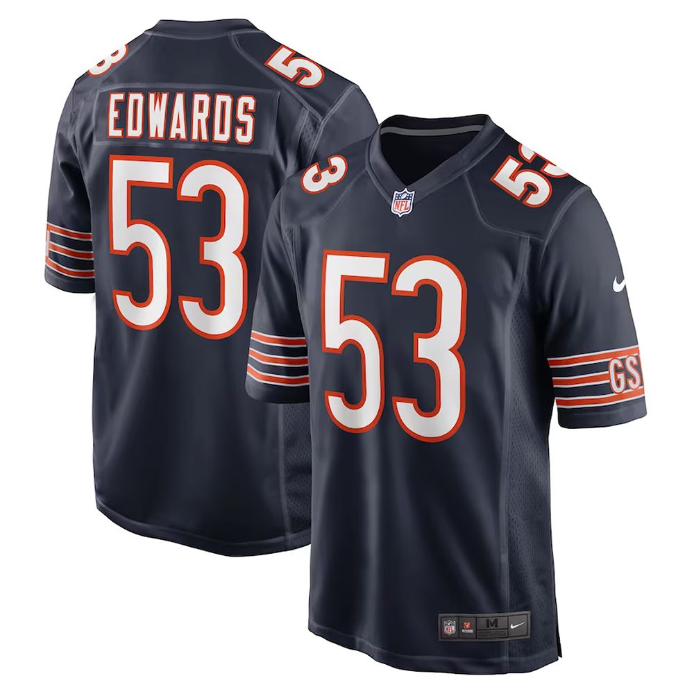 Mens Chicago Bears TJ Edwards Nike Game Player Jersey Navy