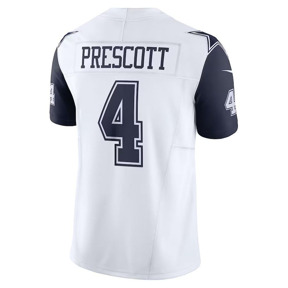 Dak Prescott White Thanksgiving Alternate Jersey, Men's Dallas Cowboys 4  NFL Limited Jersey