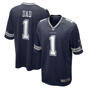 Mens Dallas Cowboys Number 1 Dad Nike Game Jersey Navy