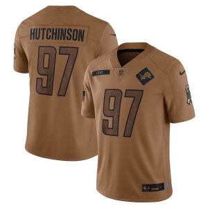 Mens Detroit Lions Aidan Hutchinson 2023 Salute To Service Limited Jersey Brown
