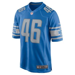 Mens Detroit Lions Jack Campbell Nike Blue 2023 NFL Draft First Round Pick Game Jersey 3