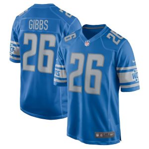 Mens Detroit Lions Jahmyr Gibbs Nike Blue 2023 NFL Draft First Round Pick Game Jersey 1