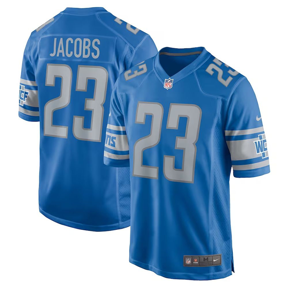 Mens Detroit Lions Jerry Jacobs Team Game Jersey Blue