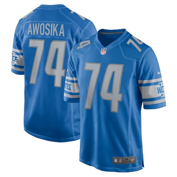 Mens Detroit Lions Kayode Awosika Home Game Player Jersey Blue