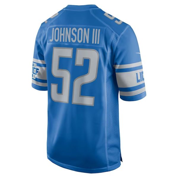 Mens Detroit Lions Raymond Johnson III Team Game Jersey Blue