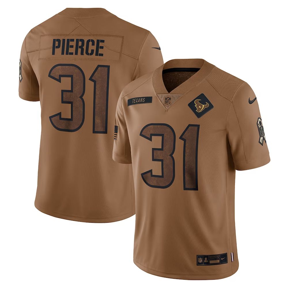 Mens Houston Texans Dameon Pierce 2023 Salute To Service Limited Jersey Brown