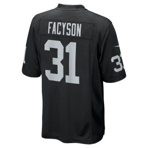 Mens Las Vegas Raiders Brandon Facyson Nike Team Game Jersey Black 3