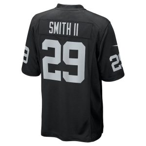 Mens Las Vegas Raiders Christopher Smith II Nike Team Game Jersey Black 3