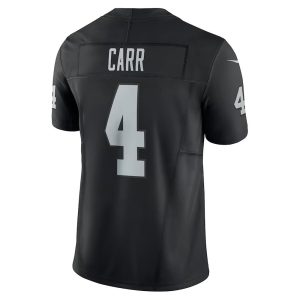 Mens Las Vegas Raiders Derek Carr Nike Vapor FUSE Limited Jersey Black 3