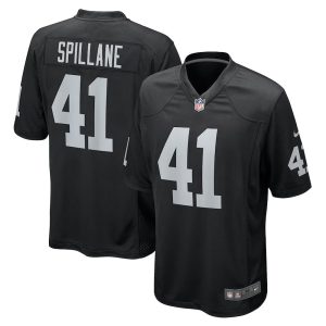 Mens Las Vegas Raiders Robert Spillane Game Player Jersey Black