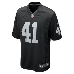 Mens Las Vegas Raiders Robert Spillane Game Player Jersey Black