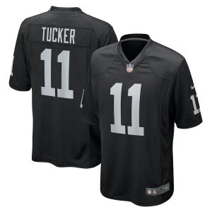 Mens Las Vegas Raiders Tre Tucker Team Game Jersey Black