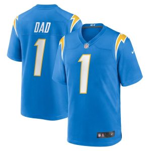 Mens Los Angeles Chargers Number 1 Dad Game Jersey Powder Blue