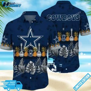 NFL Dallas Cowboys Pineapple Guitar Leaves Pattern Hawaiian Shirt