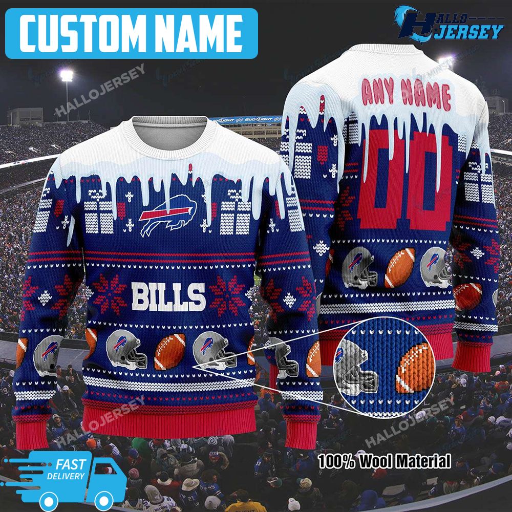 Personalized Buffalo Bills Custom Name Ugly Sweater, Buffalo Bills Gift Ideas for Him