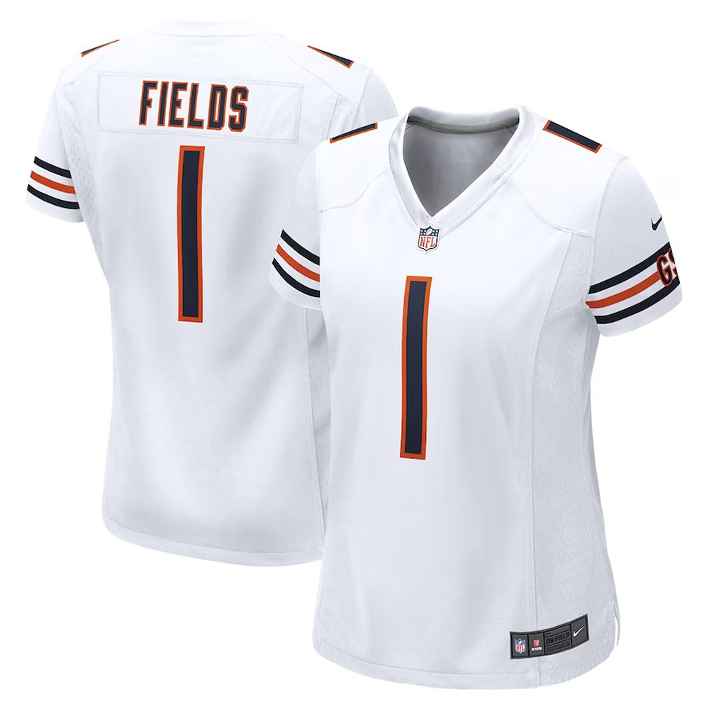Womens Chicago Bears Justin Fields Nike Game Jersey White, Chicago Bears Uniforms