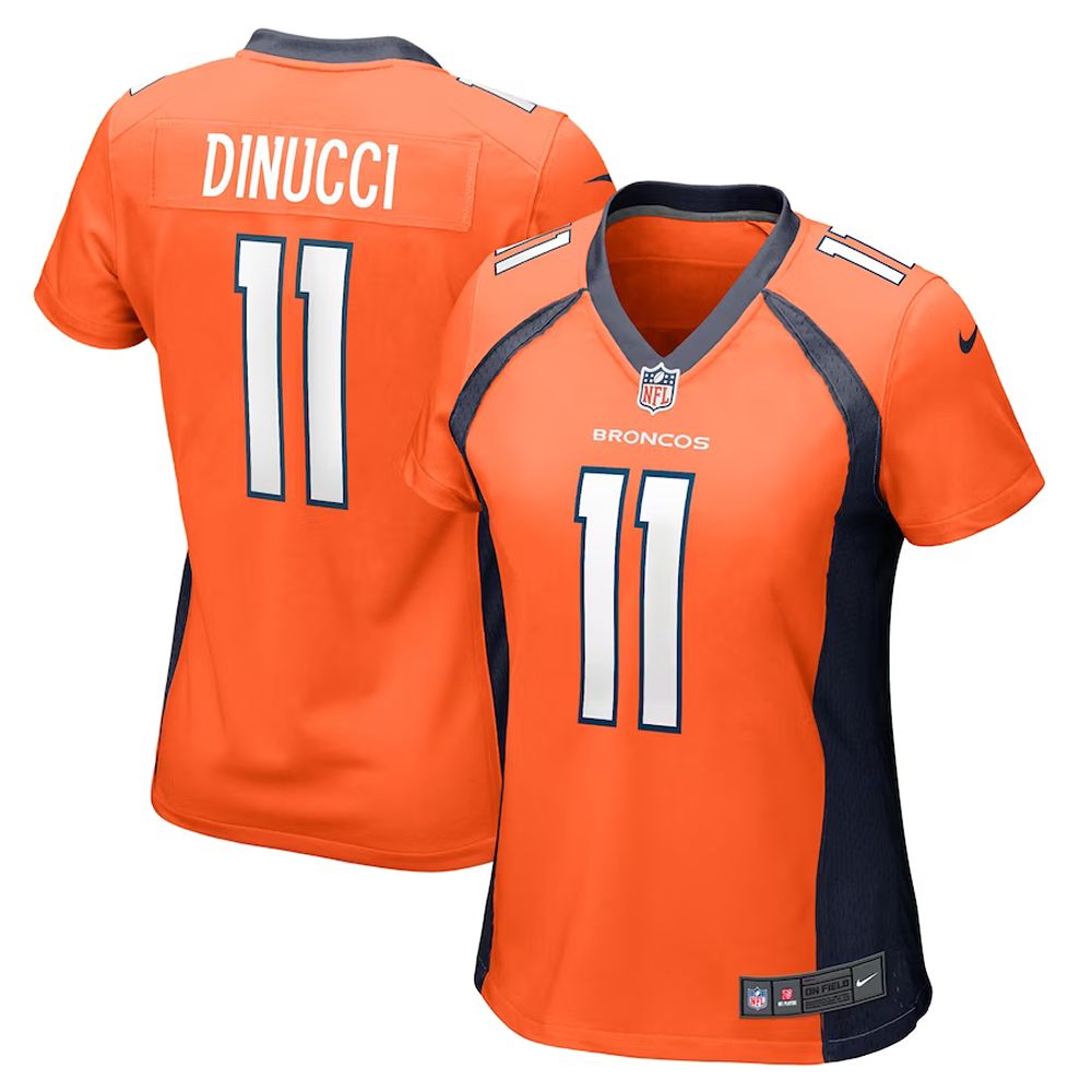 Womens Denver Broncos Ben DiNucci Team Game Jersey Orange