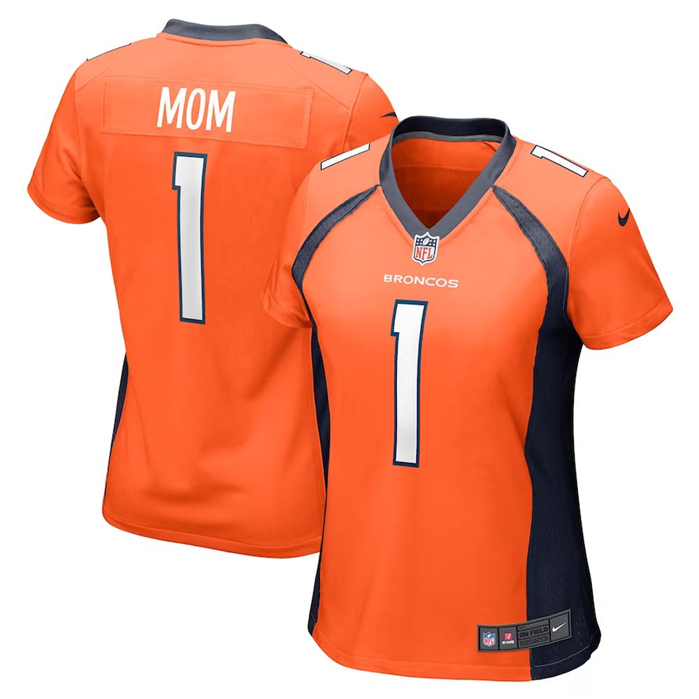Womens Denver Broncos Number 1 Mom Game Jersey Orange