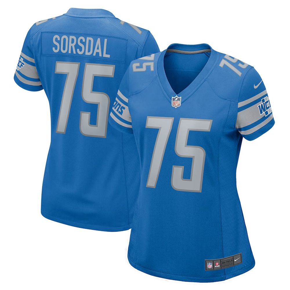 Womens Detroit Lions Colby Sorsdal Team Game Jersey Blue