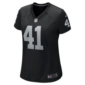 Womens Las Vegas Raiders Robert Spillane Game Player Jersey Black