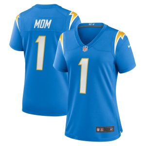 Womens Los Angeles Chargers Number 1 Mom Game Jersey Powder Blue