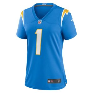 Womens Los Angeles Chargers Number 1 Mom Game Jersey Powder Blue