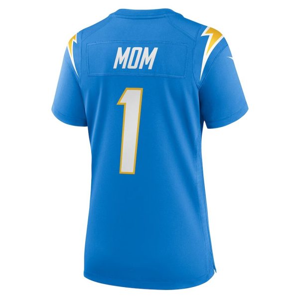 Womens Los Angeles Chargers Number 1 Mom Game Jersey Powder Blue