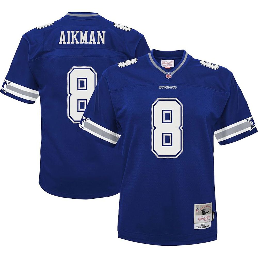 Youth Mitchell & Ness Troy Aikman Navy Dallas Cowboys Retired Player Legacy  Jersey