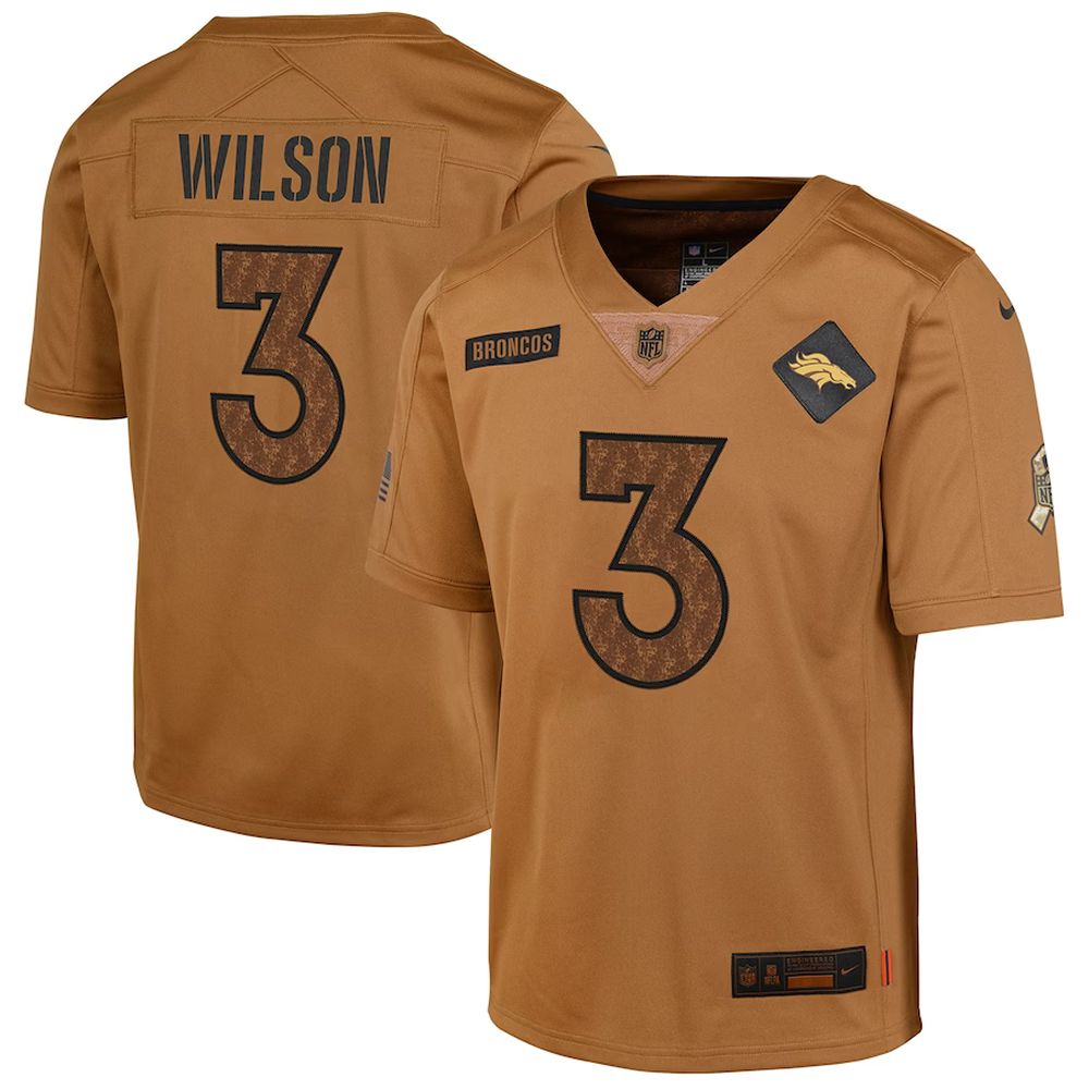 Youth Denver Broncos Russell Wilson 2023 Salute To Service Limited Jersey Brown