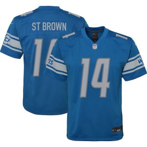 Youth Detroit Lions Amon Ra St Brown Nike Blue Game Jersey 1