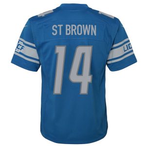 Youth Detroit Lions Amon Ra St Brown Nike Blue Game Jersey 2