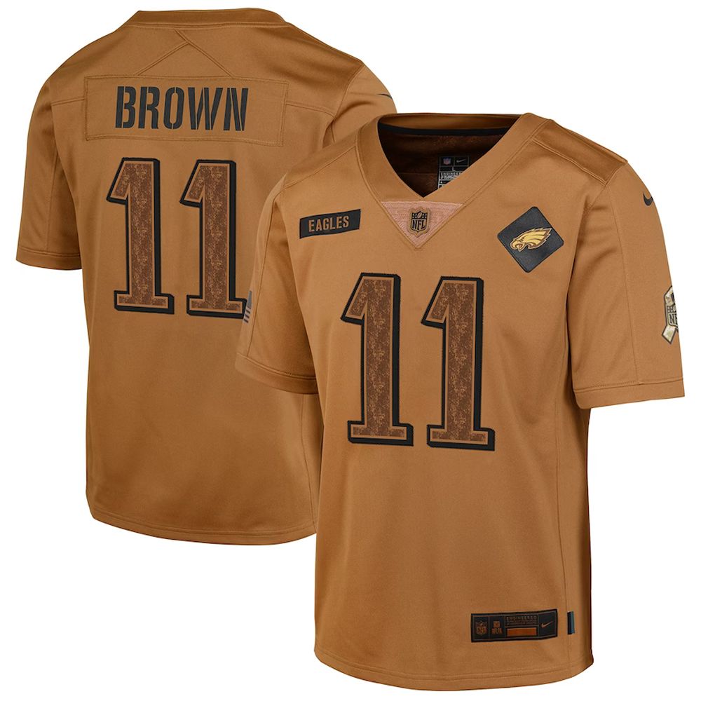 Youth Philadelphia Eagles Jersey A.J. Brown Nike 2023 Salute To Service Limited Brown