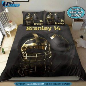 American Football Black Helmet And Ball Custom Bedding Set