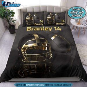 American Football Black Helmet And Ball Custom Bedding Set