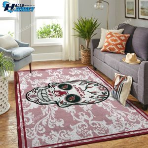 Arizona Cardinals Logo Skull Flower Style Area Rug