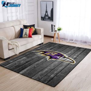 Baltimore Ravens Logo Grey Wooden Style Rug