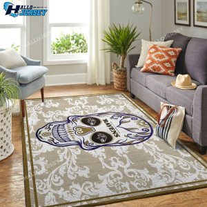 Baltimore Ravens Team Logo Skull Flower Style Rugs