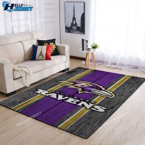 Baltimore Ravens Team Logo Wooden Style Nice Gift Rug