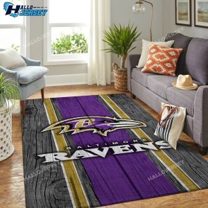 Baltimore Ravens Team Logo Wooden Style Nice Gift Rug