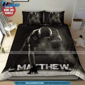 Black Football Player Custom Name Bedding Set