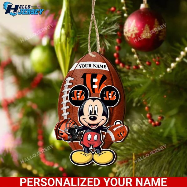 Cincinnati Bengals Personalized Mickey Mouse And Sport Team Ornament