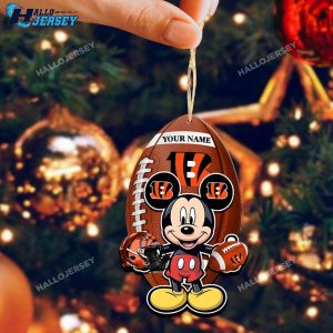 Cincinnati Bengals Personalized Mickey Mouse And Sport Team Ornament 3