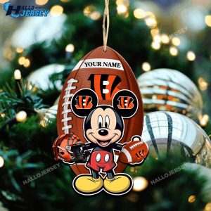 Cincinnati Bengals Personalized Mickey Mouse And Sport Team Ornament 4